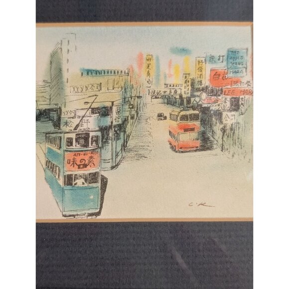 Framed Cityscape Art Watercolor Gold Frame - Picture 10 of 16